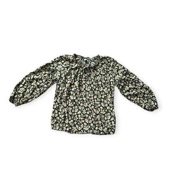 🔥5 FOR $25🔥Old Navy Green Floral Peasant Top, Size Small - Picture 7 of 8